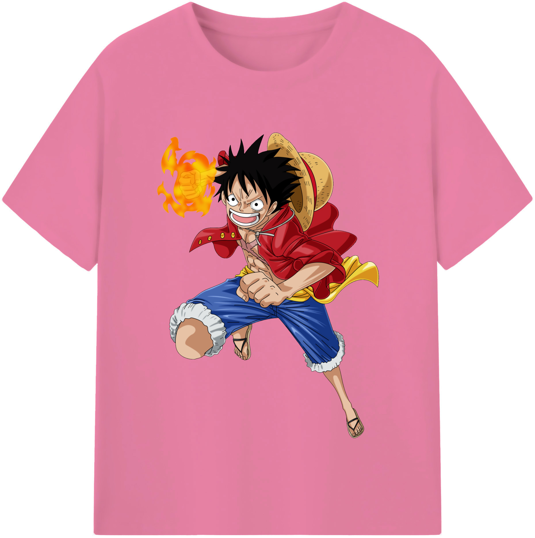 ワンピース モンキー・D・ルフィ ONE PIECE Monkey D. Luffy 綿100％半袖Tシャツ（フロントプリント）